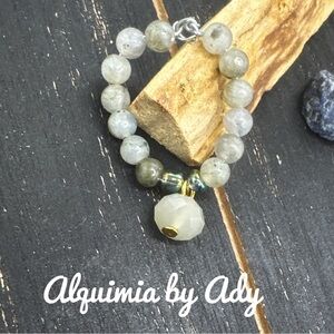 Bohemian labradorite beaded ring charms handmade